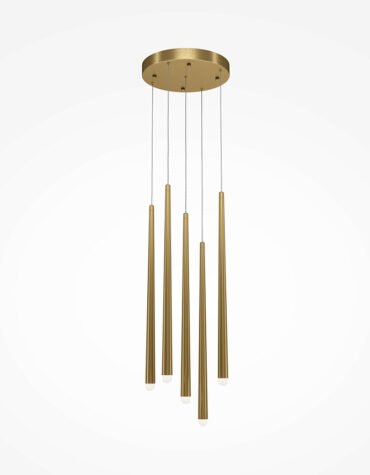 Lustra Multi-Element Cascade - Brushed Brass Edition, 5 surse LED