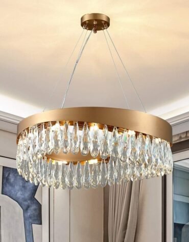 Candelabru LED Cristal K9 si otel inoxidabil ⌀60 cm Crenetic