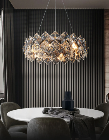 Candelabru Shard Aura din cristal și oțel inoxidabil Ø45 cm Crenetic