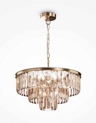 Candelabru Revero Maytoni Ø80 cm din sticlă amber și metal auriu