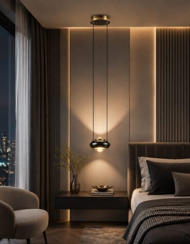Pendul LED Halo Pearl Black și Champagne Gold